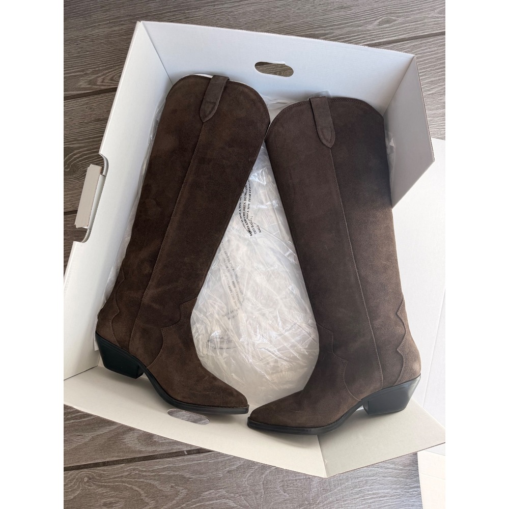 Marc Fisher LTD Ander Brown Suede Western Knee High Pointed Toe Boots Womens 7M